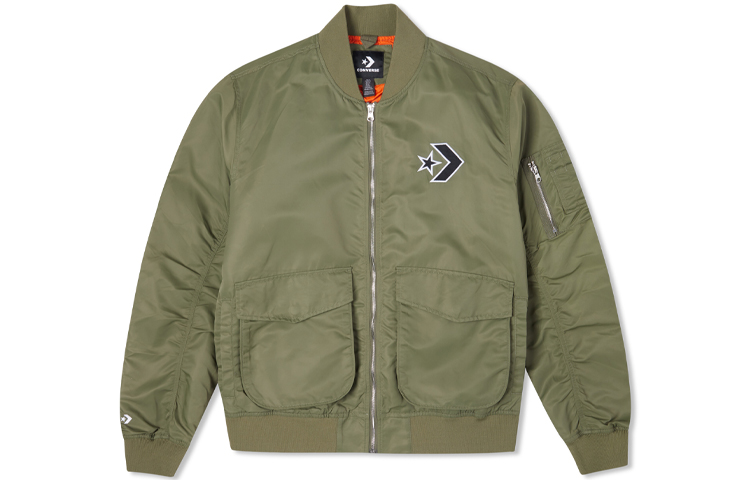 Converse Retro Pilot Bomber Jacket Spring Unisex Green Arrow Logo Loose Fit 10024169-A02