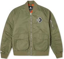 Converse Retro Pilot Bomber Jacket Spring Unisex Green Arrow Logo Loose Fit 10024169-A02 Converse Retro Pilot Bomber Jacket Spring Unisex Green Arrow Logo Loose Fit 10024169-A02
