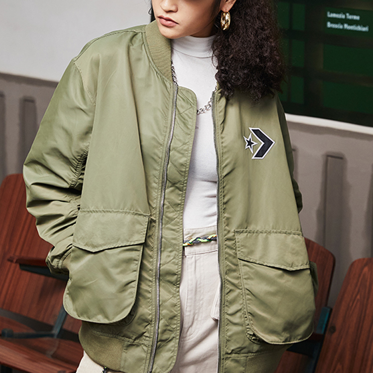 Sizing 匡威复古飞行员夹克春季男女同款绿箭标宽松款 10024169-A02