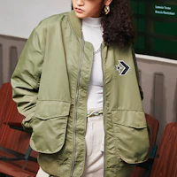 Sizing Converse Retro Pilot Bomber Jacket Spring Unisex Green Arrow Logo Loose Fit 10024169-A02