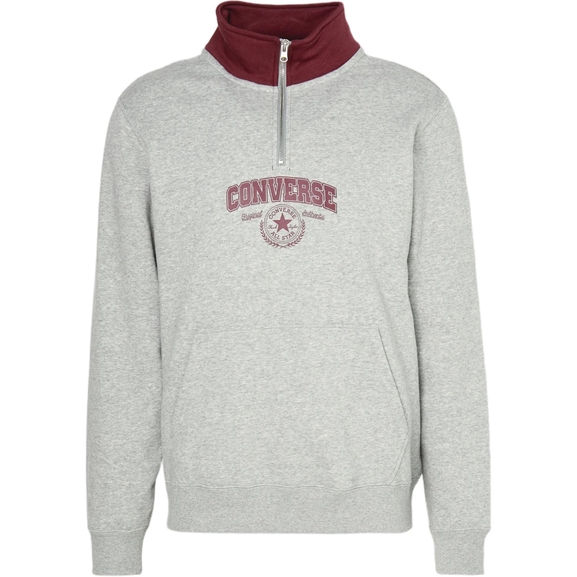 Converse Retro Quarter Zip High-Neck Sweatshirt Long Sleeve Gray 10026566-A03