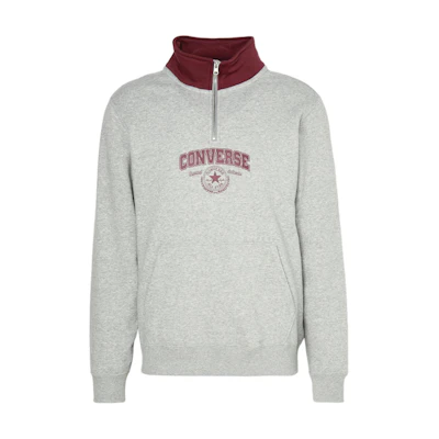 Converse Retro Quarter Zip High-Neck Sweatshirt Long Sleeve Gray 10026566-A03