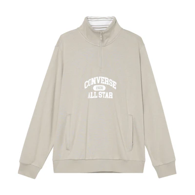 Converse Retro Quarter Zip Khaki Sweatshirt - Soft & Comfortable Pullover 10026710-A02