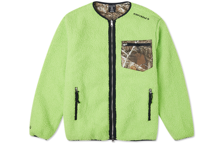 Converse Reversible Fleece Jacket Brown Unisex Casual Multi-Pocket Design 10020206-A01