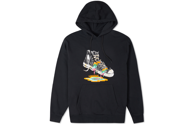 Converse Shoes Print Fleece Hoodie Winter Black Couple Style 10022937-A02