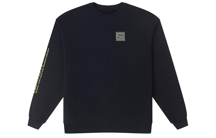 Converse Side Letter Print Crewneck Long-Sleeve Sweatshirt Black 10026527-A01