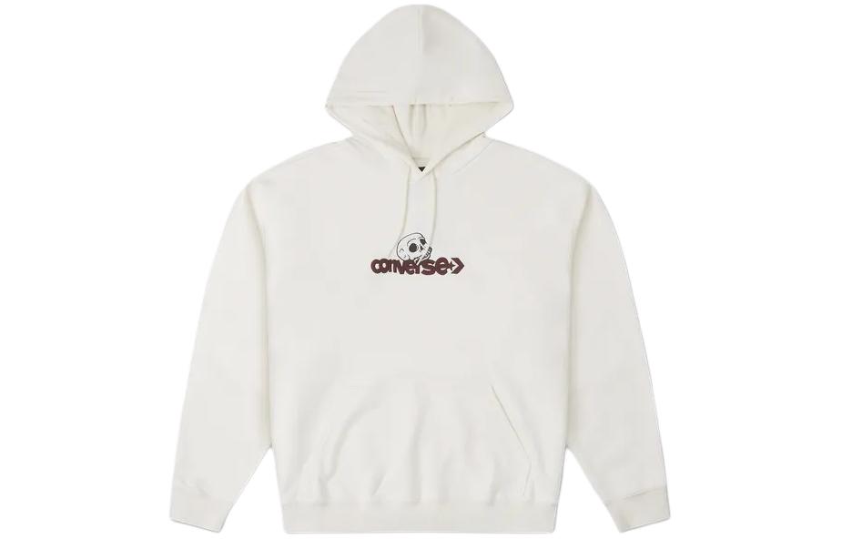 Converse Skull Hoodie Loose Fit Cream Skeleton Letter Print Pullover 10025995-A02