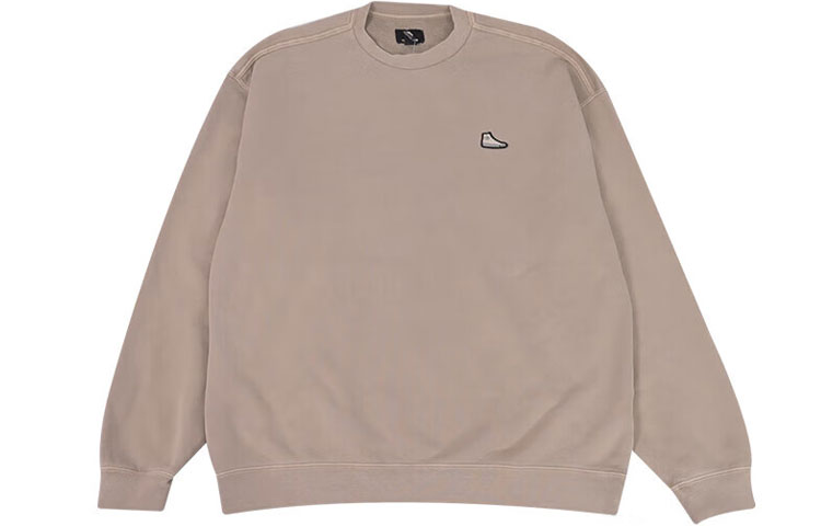 Converse Sneaker Patch Crew Logo Print Loose Fit Sweatshirt Khaki 10025538-A08