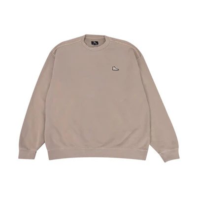 Converse Sneaker Patch Crew Logo Print Loose Fit Sweatshirt Khaki 10025538-A08