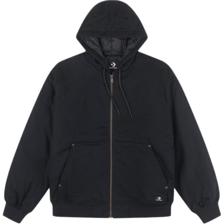 Converse Solid Color Hoodie Casual Jacket in Black 10027093-A01