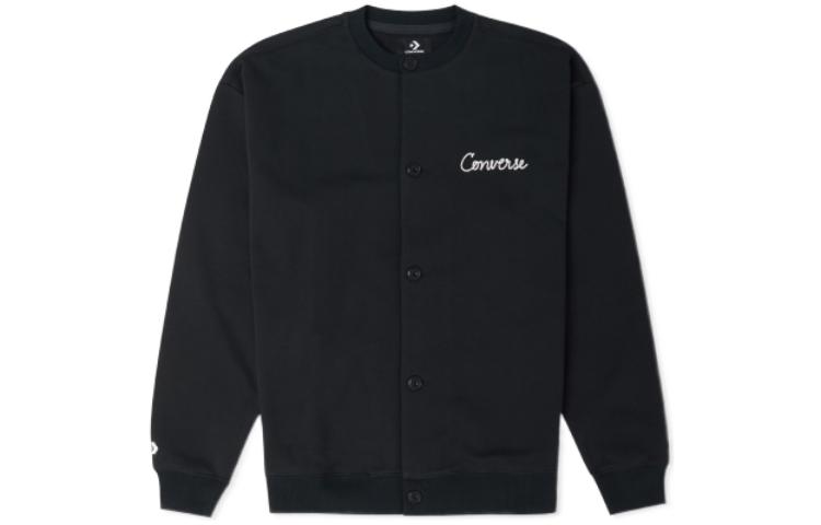 Converse Solid Color Logo Embroidered Long-Sleeve Jacket Black 10024582-A01