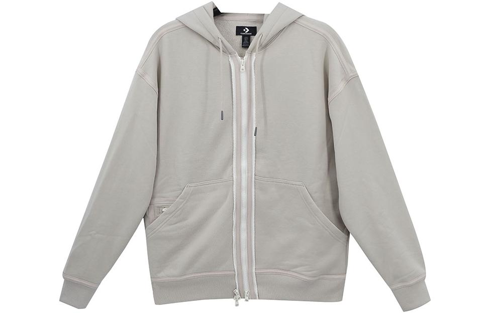 Converse Solid Color Logo Zip-Up Hoodie Sand Yellow Unisex 10022002-A07