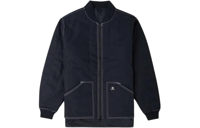 Converse SS23 Unisex Solid Color Zip-Up Jacket Black 10024618-A01