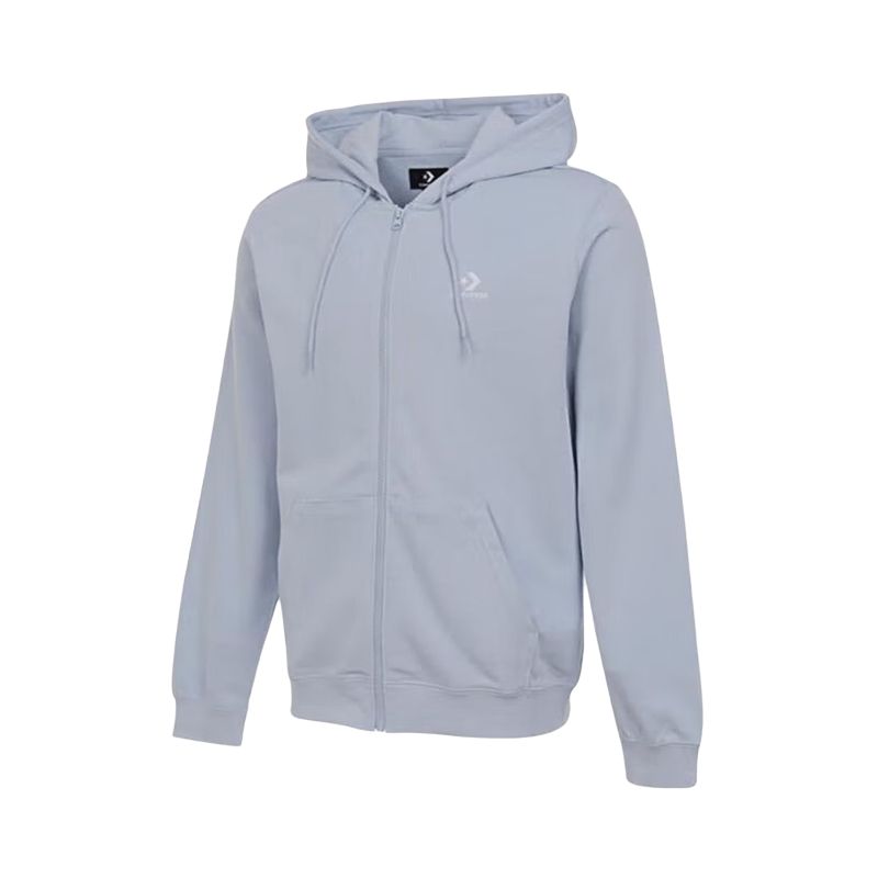 Converse SS25 Logo Hoodie Cardigan Unisex Gray Long-Sleeve Knit 10023871-A19