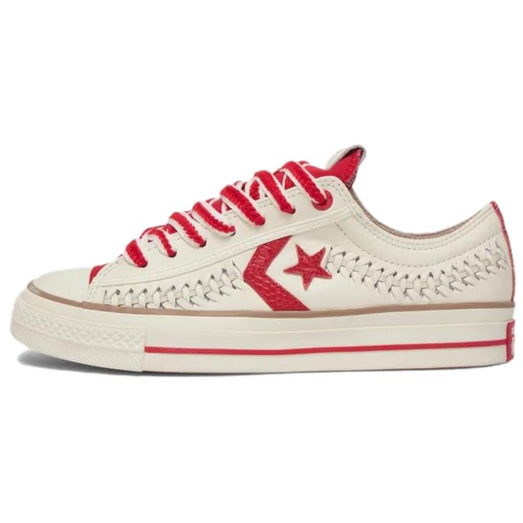 Converse Star Player 76 Low-Top Leather Sneakers Beige/Red Casual Shoes A13345C