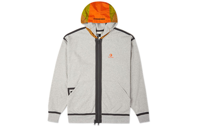 Converse Textured Gray Dual-Zip Hoodie Jacket Unisex Colorblock Design 10022614-A04