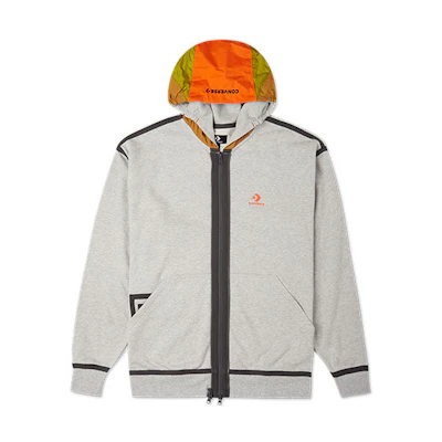 Converse Textured Gray Dual-Zip Hoodie Jacket Unisex Colorblock Design 10022614-A04