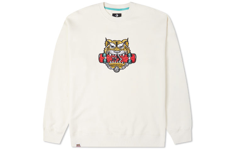Converse Tiger Graphic Crewneck Sweatshirt Unisex Couple Style Off-White 10024319-A01