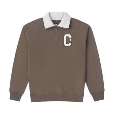 Converse Unisex Colorblock Half-Zip Pullover Sweatshirt Brown 10026553-A04