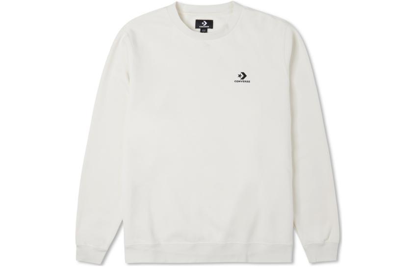Converse Unisex Crewneck Pullover Sweatshirt White with Logo Print 10024510-A11