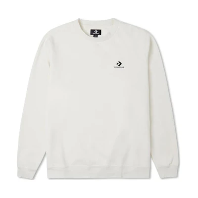 Converse Unisex Crewneck Pullover Sweatshirt White with Logo Print 10024510-A11