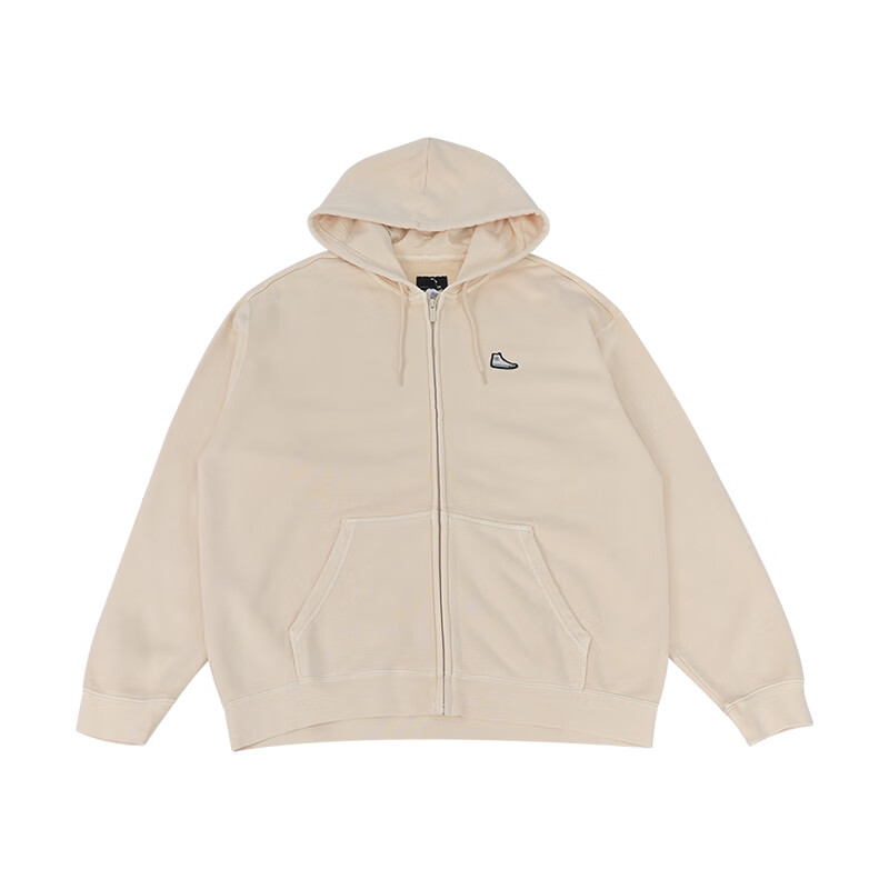 Converse Unisex Off-White Hoodie Full-Zip Jacket Casual Long-Sleeve Sweater 10026669-A03