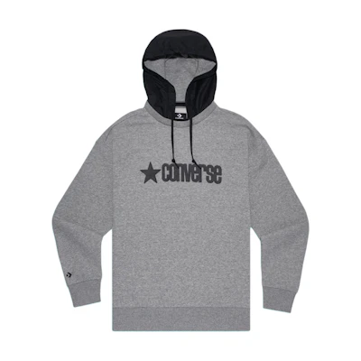 Converse Vintage Letter Graphic Hoodie Gray - Retro College Style 10019968-A02