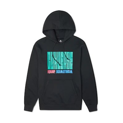 Converse Vintage Letter Print Colorblock Pullover Sweatshirt Black 10021272-A02