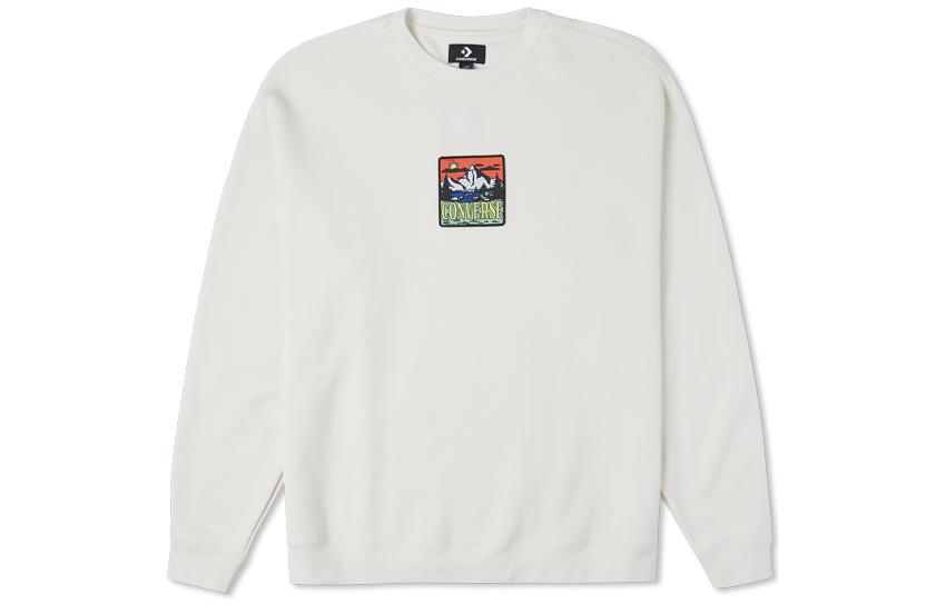 Converse Vintage White Long Sleeve Sweatshirt with Patch Design 10025032-A02