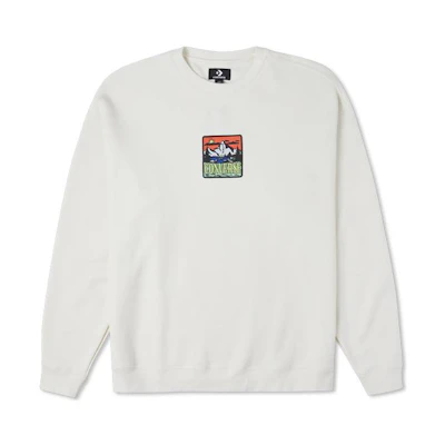 Converse Vintage White Long Sleeve Sweatshirt with Patch Design 10025032-A02