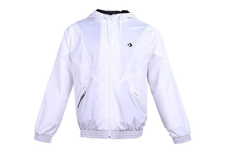 Converse White Hooded Jacket with Drawstring and Zipper Pocket 10019993-A03