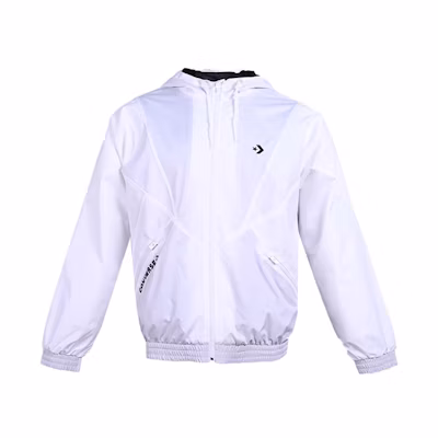 Converse White Hooded Jacket with Drawstring and Zipper Pocket 10019993-A03