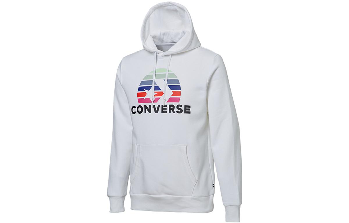 Converse White Hoodie with Front Graphic Print and Drawstring 10018993-A02