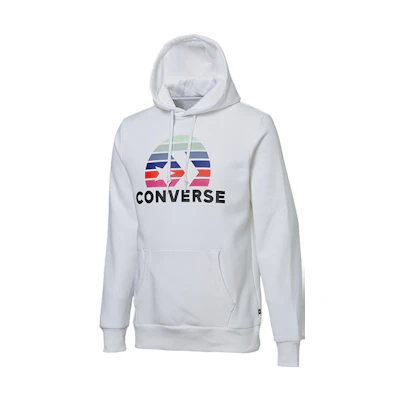 Converse White Hoodie with Front Graphic Print and Drawstring 10018993-A02