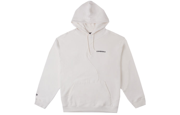 Converse White Hoodie with Solid Letter Print and S-Shaped Design 10025234-A02