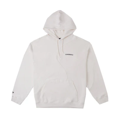 Converse White Hoodie with Solid Letter Print and S-Shaped Design 10025234-A02