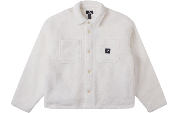 Converse White Long-Sleeve Jacket with Solid Logo Design 10025268-A01