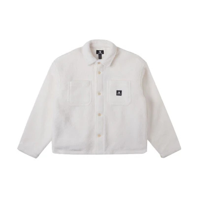 Converse White Long-Sleeve Jacket with Solid Logo Design 10025268-A01