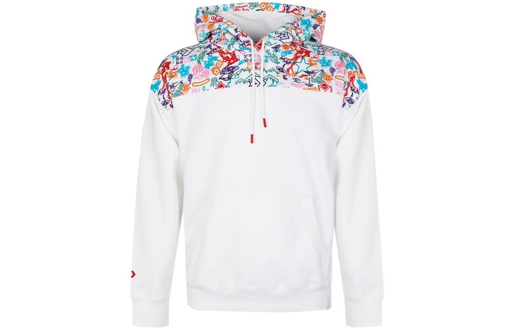 Converse White Patchwork Cartoon Print Hoodie - Fall Season 10019772-A02