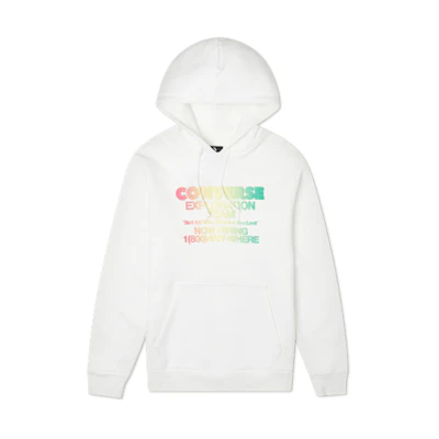 Converse White Pullover Hoodie with Graphic Print and Fleece Lining 10021271-A03
