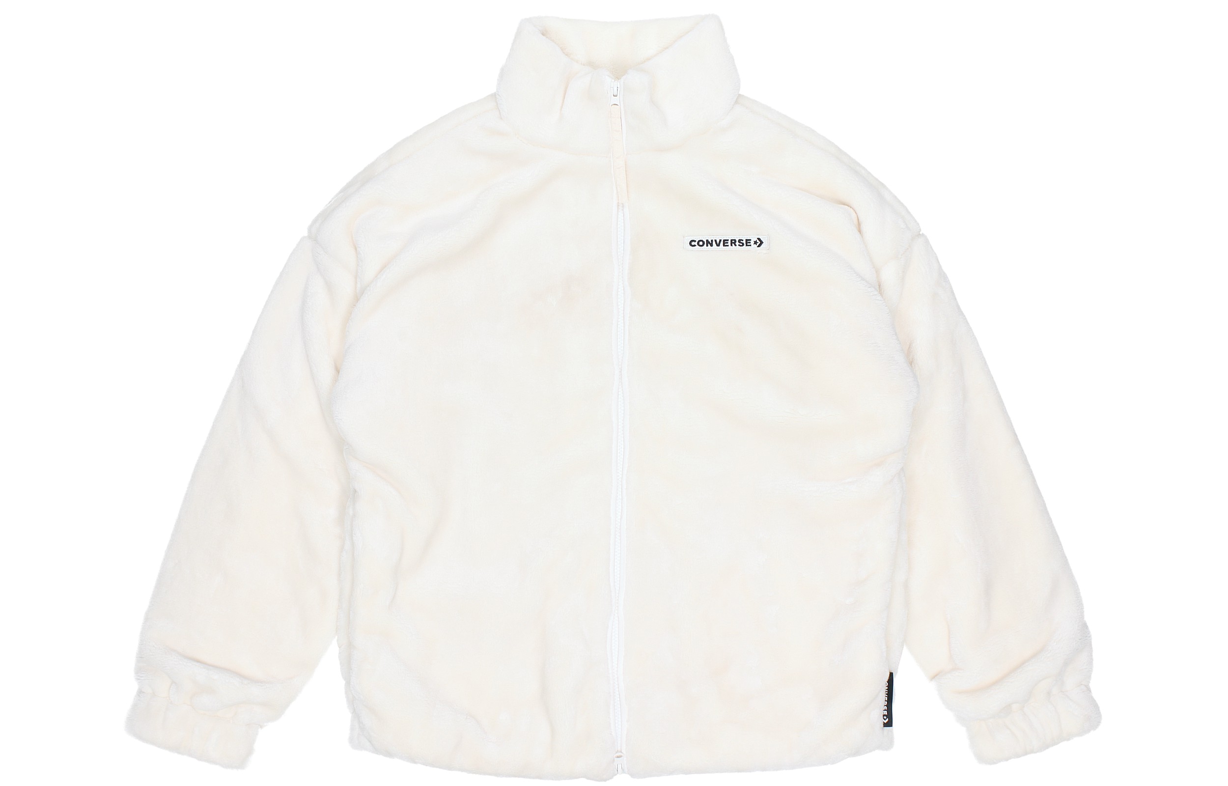 Converse Winter Fleece Series White Loose Fit Logo Jacket Unisex 10023526-A02
