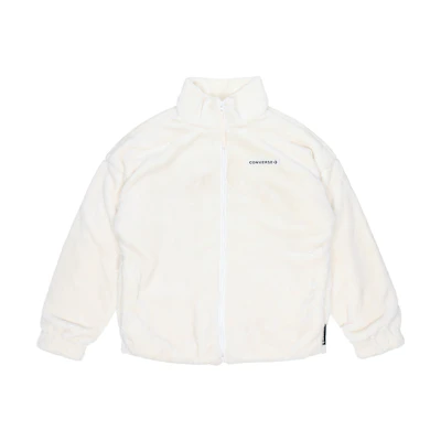 Converse Winter Fleece Series White Loose Fit Logo Jacket Unisex 10023526-A02