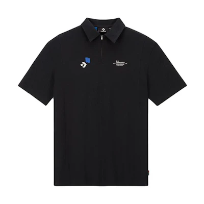 Converse X Ader Error Unisex Black Logo Half-Zip Polo Shirt. 10025821-A01