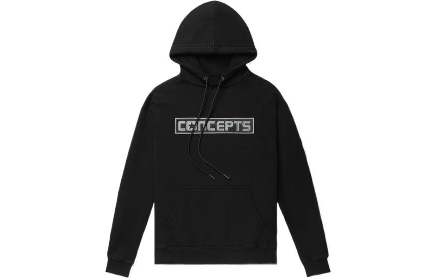 Converse CONCEPTS Hoodie Black Kangaroo Pocket Logo Print Capsule Collection CVNS0982