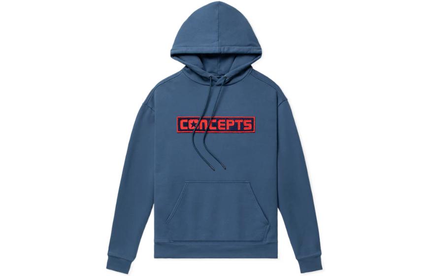 Converse CONCEPTS Hoodie Navy Blue with Kangaroo Pocket Logo Design for Men CVNS0981