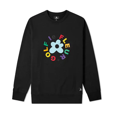 Converse Golf Le Fleur Letter Print Crewneck Sweatshirt Black Casual Wear 10009027-A01