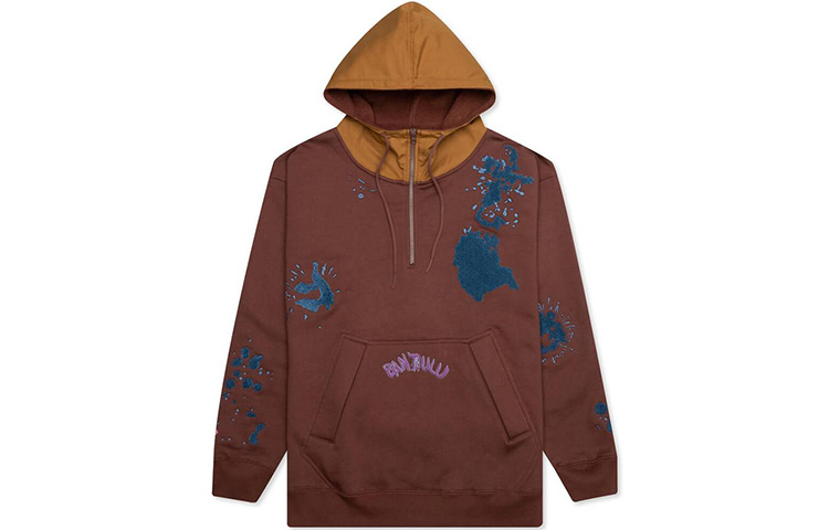 Converse x Ink Splash Embroidery Contrast Hoodie Brown 10021726-A01