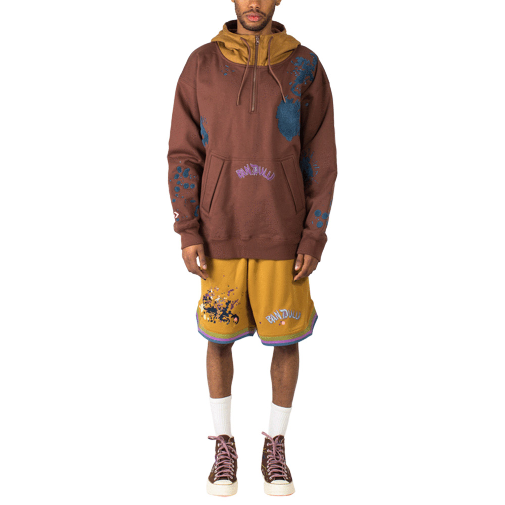 Shop Converse联名泼墨刺绣对比色连帽衫棕色 10021726-A01