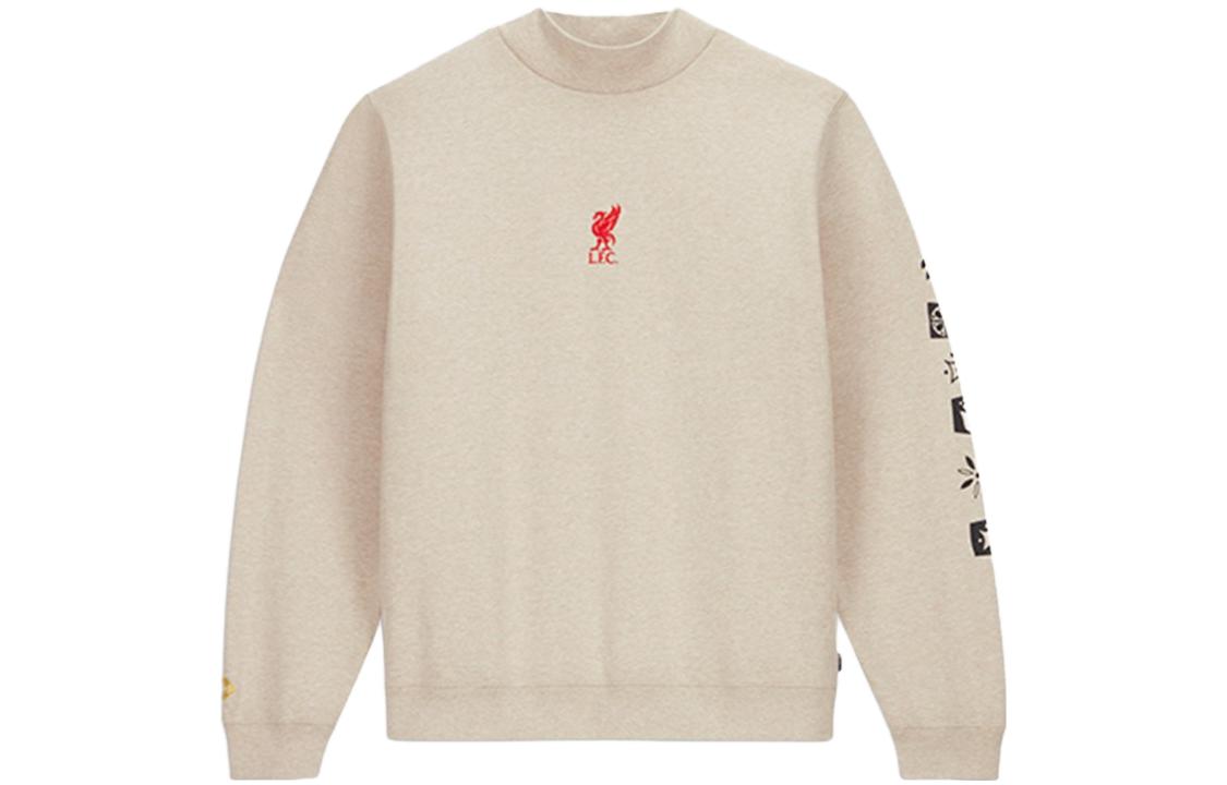 Converse Liverpool FC FW23 Logo Embroidered Floral Crewneck Beige Unisex Sweater 25723C