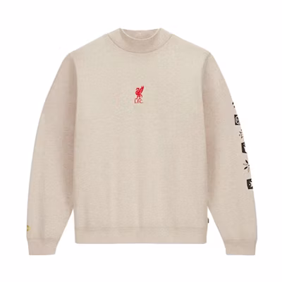 Converse Liverpool FC FW23 Logo Embroidered Floral Crewneck Beige Unisex Sweater 25723C